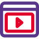 Online streaming media player on a web browser icon