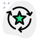 Favorite media transfer with star and loop arrows logotype icon