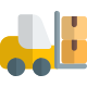 Heavy material handling forklift vehicle with boxes up icon