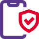 Secured with antivirus program on a cell phone icon