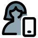 Single female user using web messenger on a smartphone icon