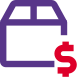 Dollar sign price tag on a Logistic delivery box icon