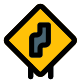 Shape curve turn right side road side warning signboard icon