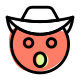 Cowboy emoticon with hat and open mouth icon