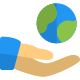 Share knowledge of the world with hand and globe logotype icon