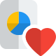 Favorite pie chart file with a heart Logotype isolated on a white background icon