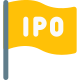 Flagship ipo of company waving in stock market icon