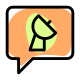 Satellite Dish TV with chat messenger customer support icon