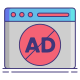 外部广告拦截器数字营销平面图标线性颜色平面图标 icon
