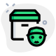 Delivery boy face with a cargo delivery box layout icon
