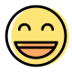 Smiling facial expression with eyes curve and mouth open icon