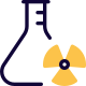 Conical flask with chemical research and development icon