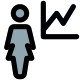 Uptrend sales chart of the businesswoman statistics icon