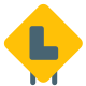 L shaped learner zone on a road sign board icon