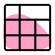 Square cell block with horizontal layout design icon