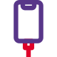 Mobile phone on charging with cable attached icon