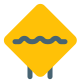 Rough road ahead with multiple bumps traffic board icon