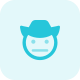 Cowboy netural face expression with brim hat icon