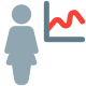 Bar graph chart of the businesswoman sharing the graph icon