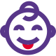 Baby smiley face emoticon with tongue out icon