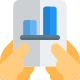 Bar graph chart handed over to company members icon