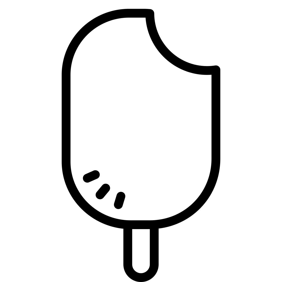 cute outline style 물린 얼음 팝 icon