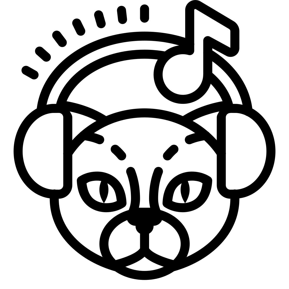 cute outline style cat music icon