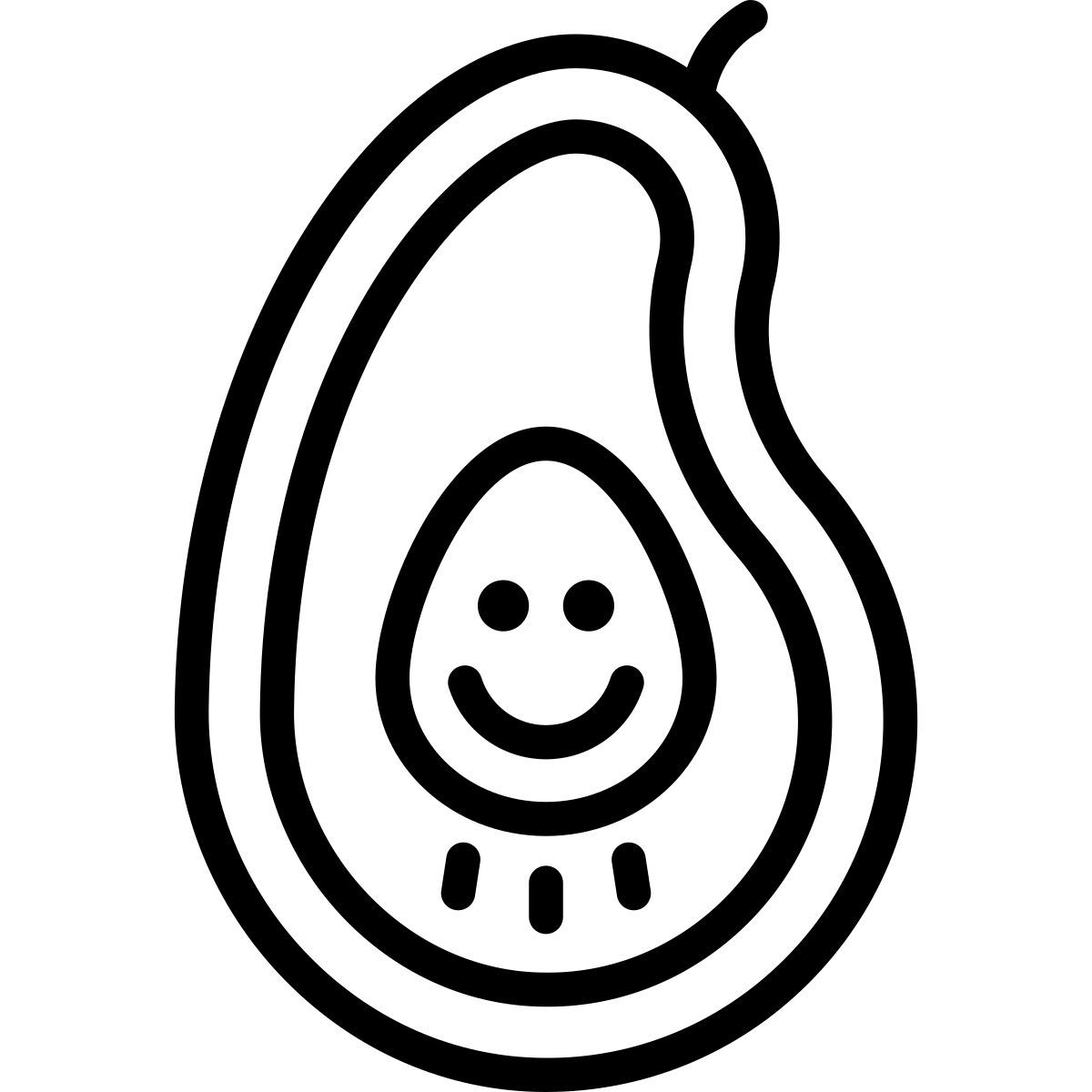 cute outline style cute avocado icon