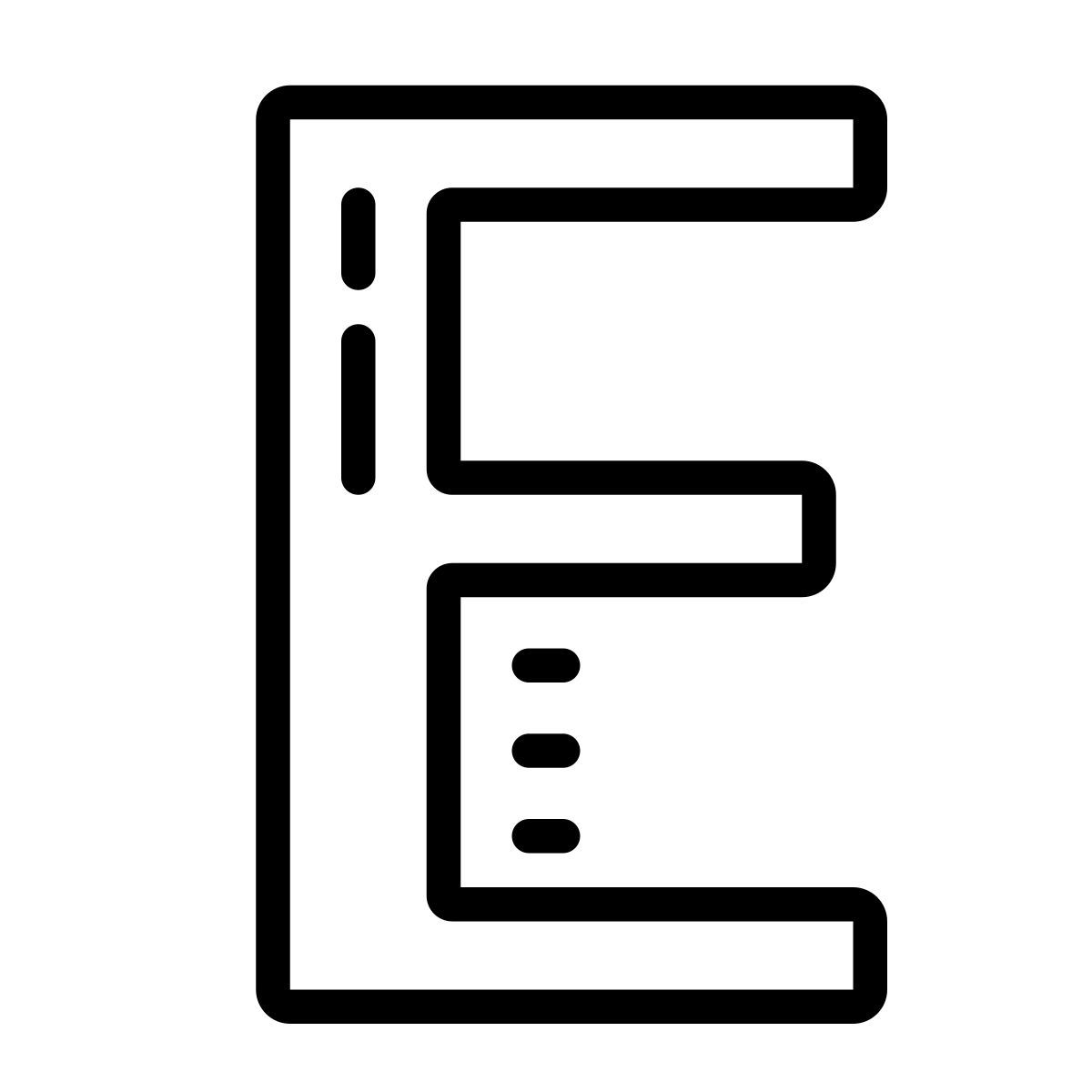 cute outline style e icon