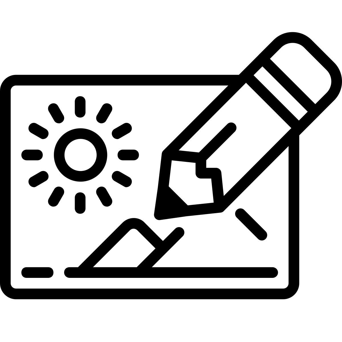 cute outline style edit image icon