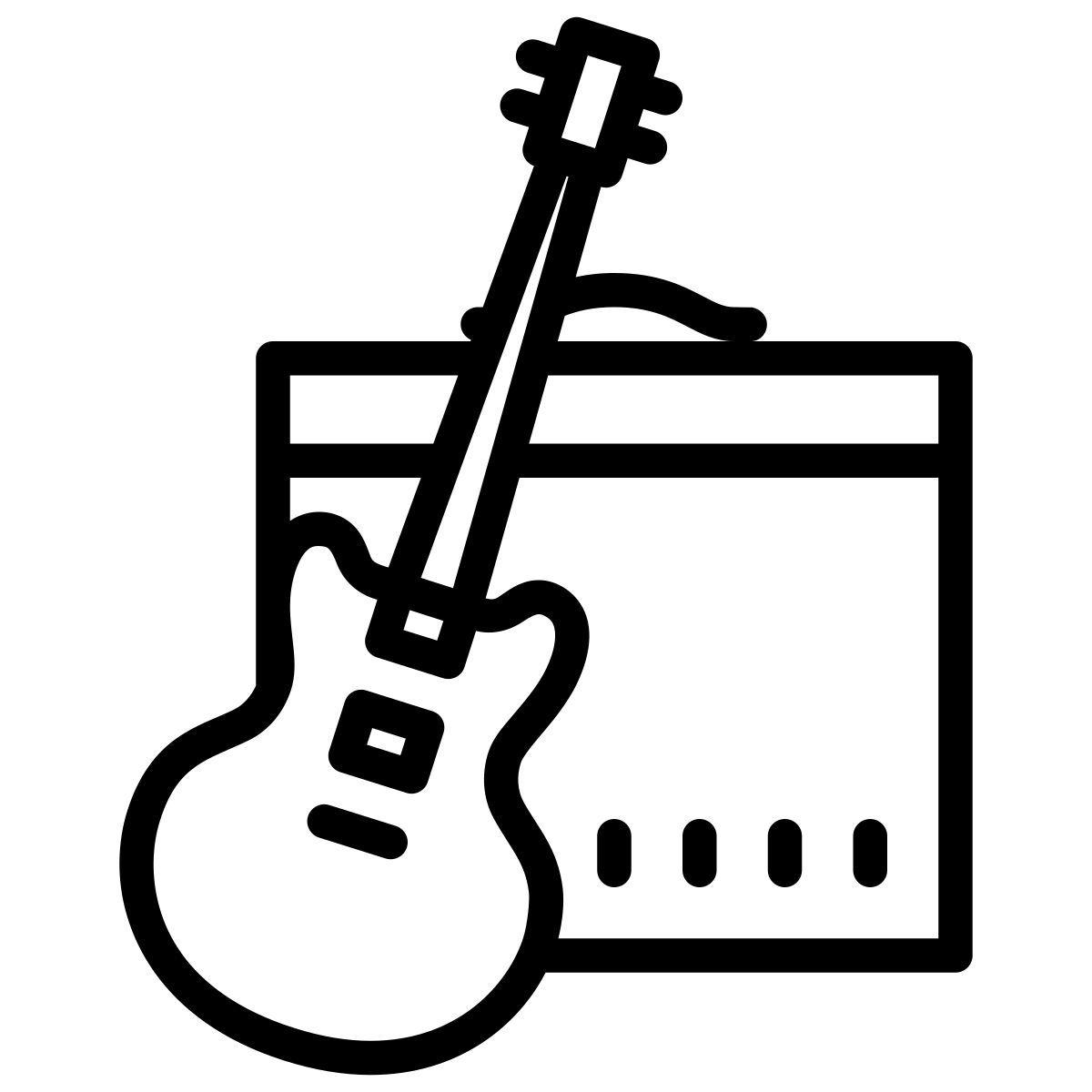 cute outline style rock and roll icon