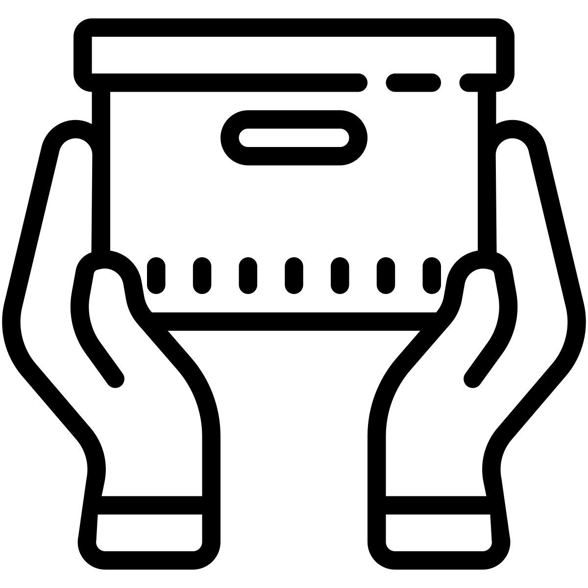 cute outline style handle with care icon