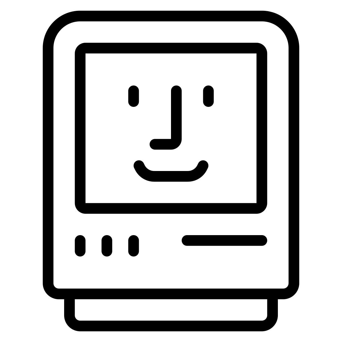 cute outline style glücklicher mac icon