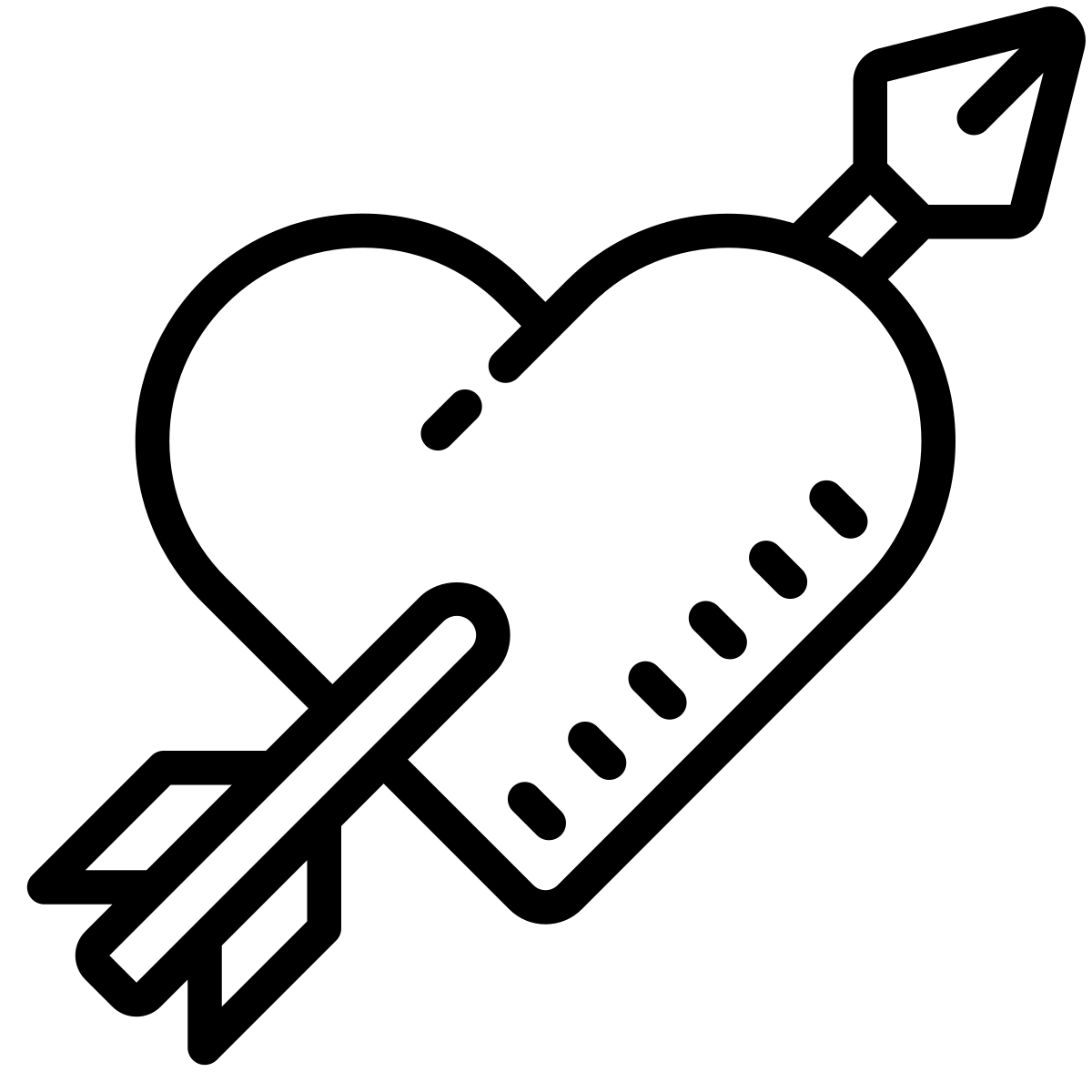 cute outline style heart with arrow icon