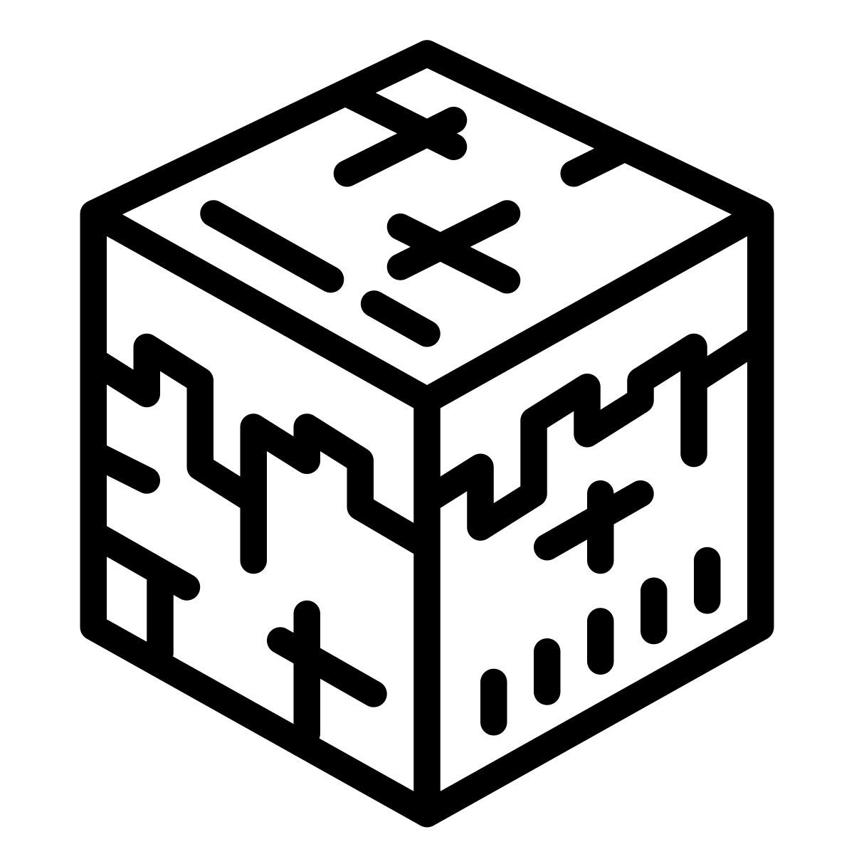 cute outline style cubo de hierba minecraft icon