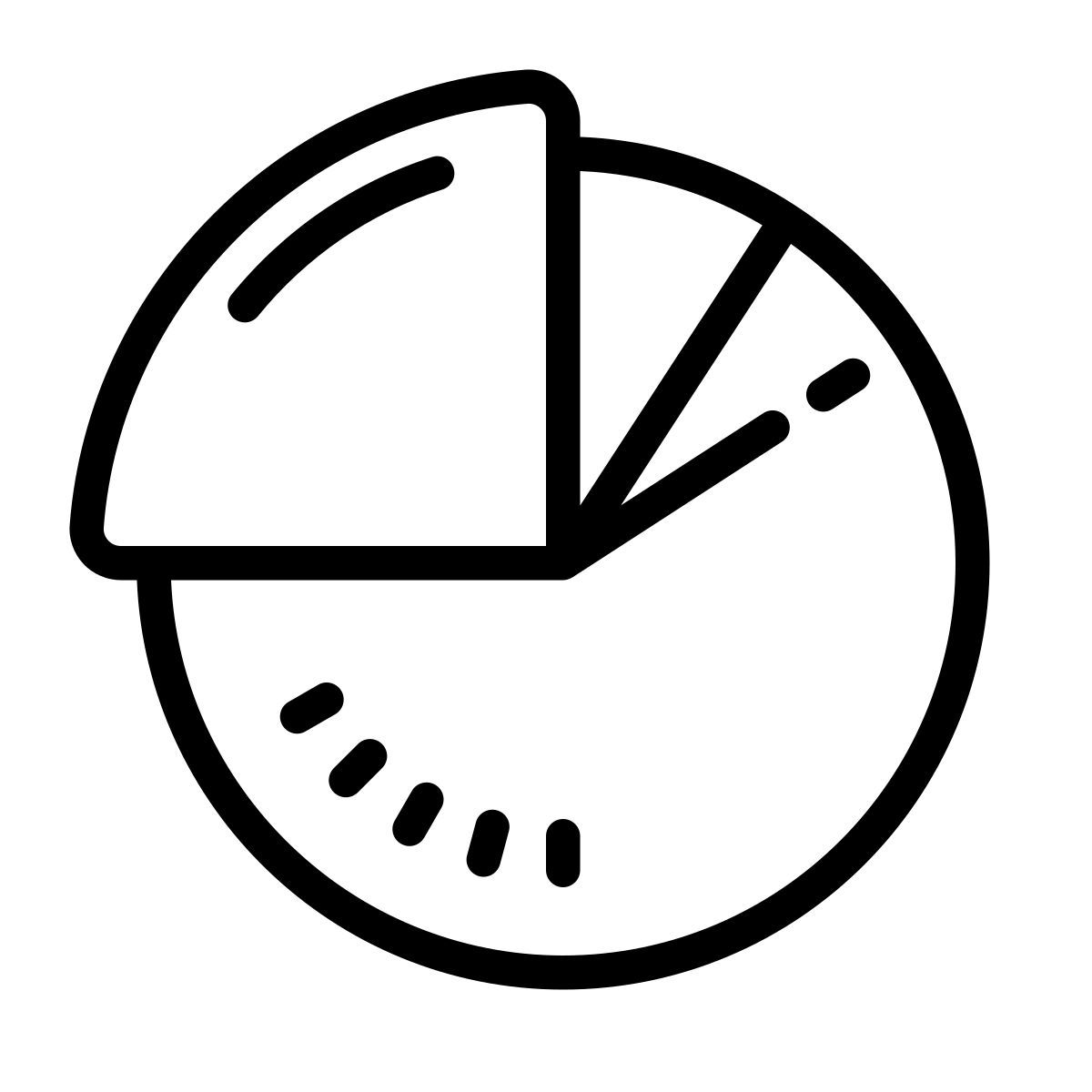 cute outline style gráfico de pizza icon