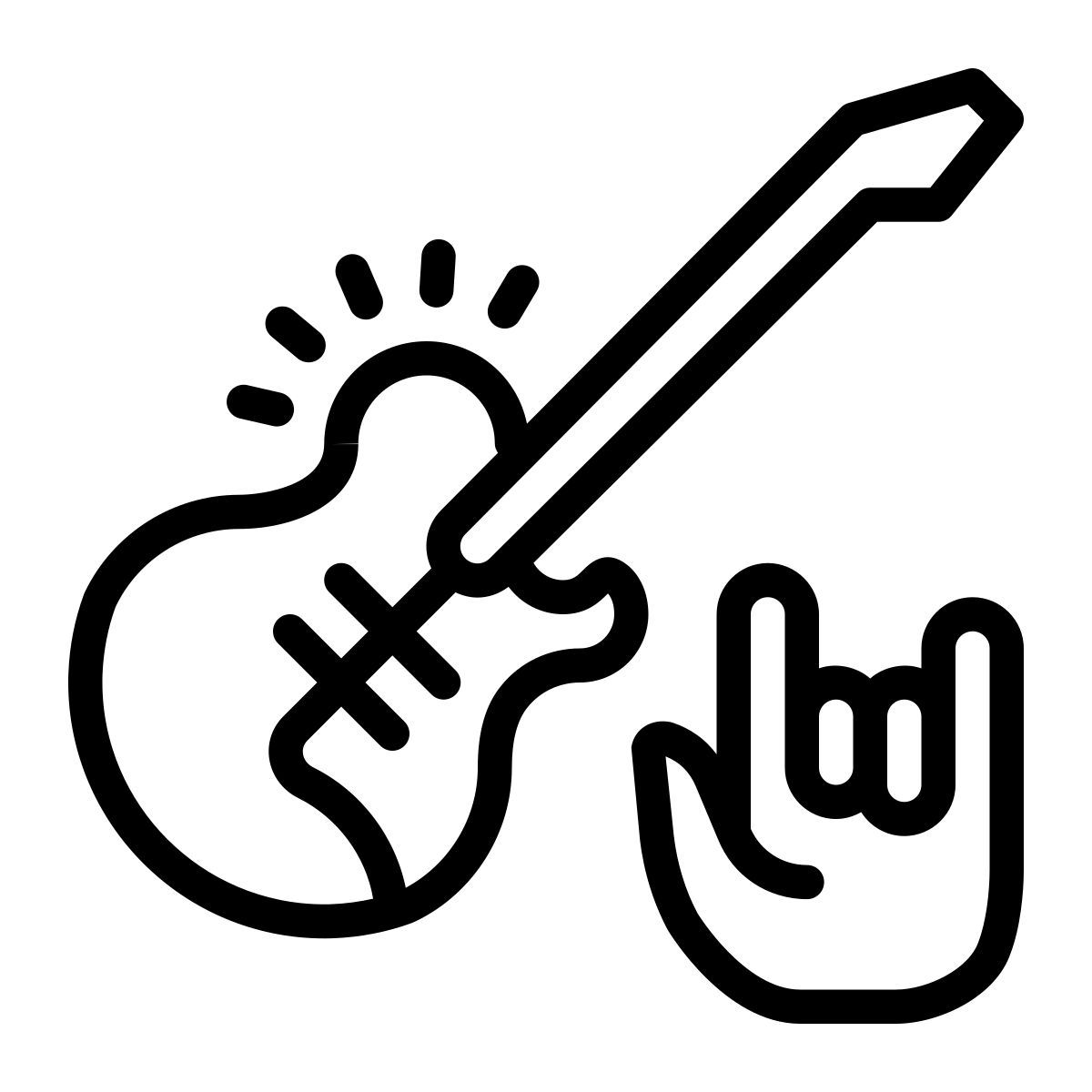 cute outline style música rock icon