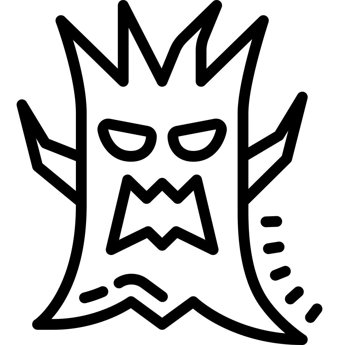 cute outline style albero spaventoso icon