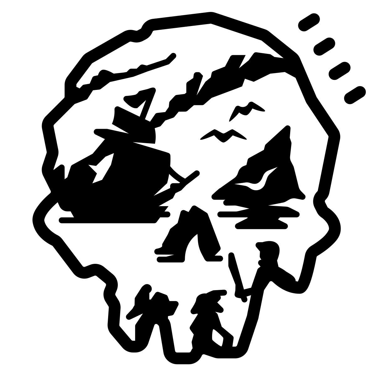 cute outline style mer de voleurs icon