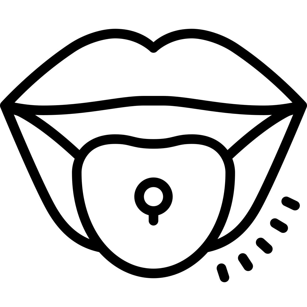 cute outline style piercing alla lingua icon