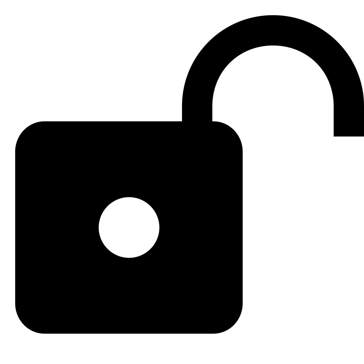 material filled style open lock icon