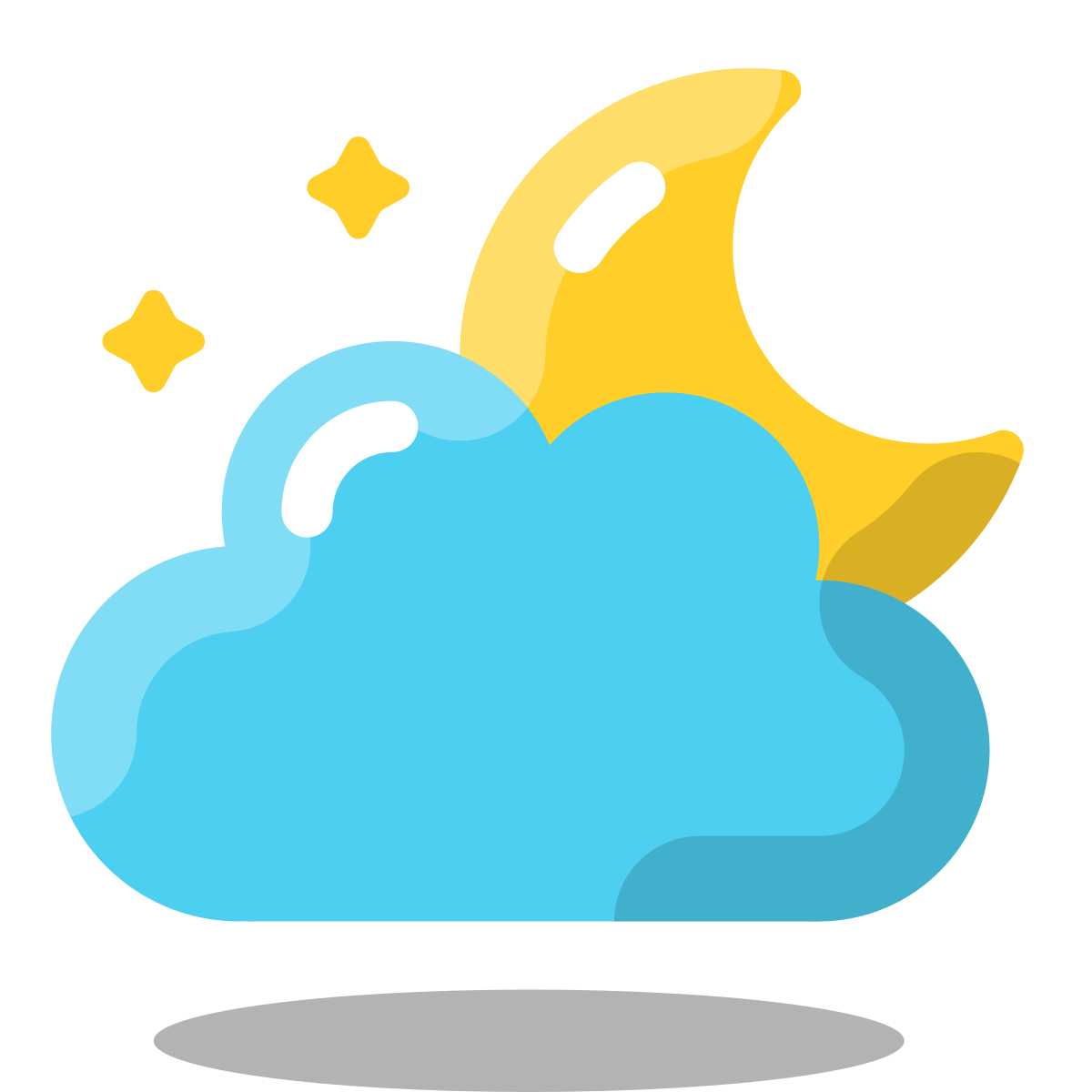 arcade style partly cloudy night icon