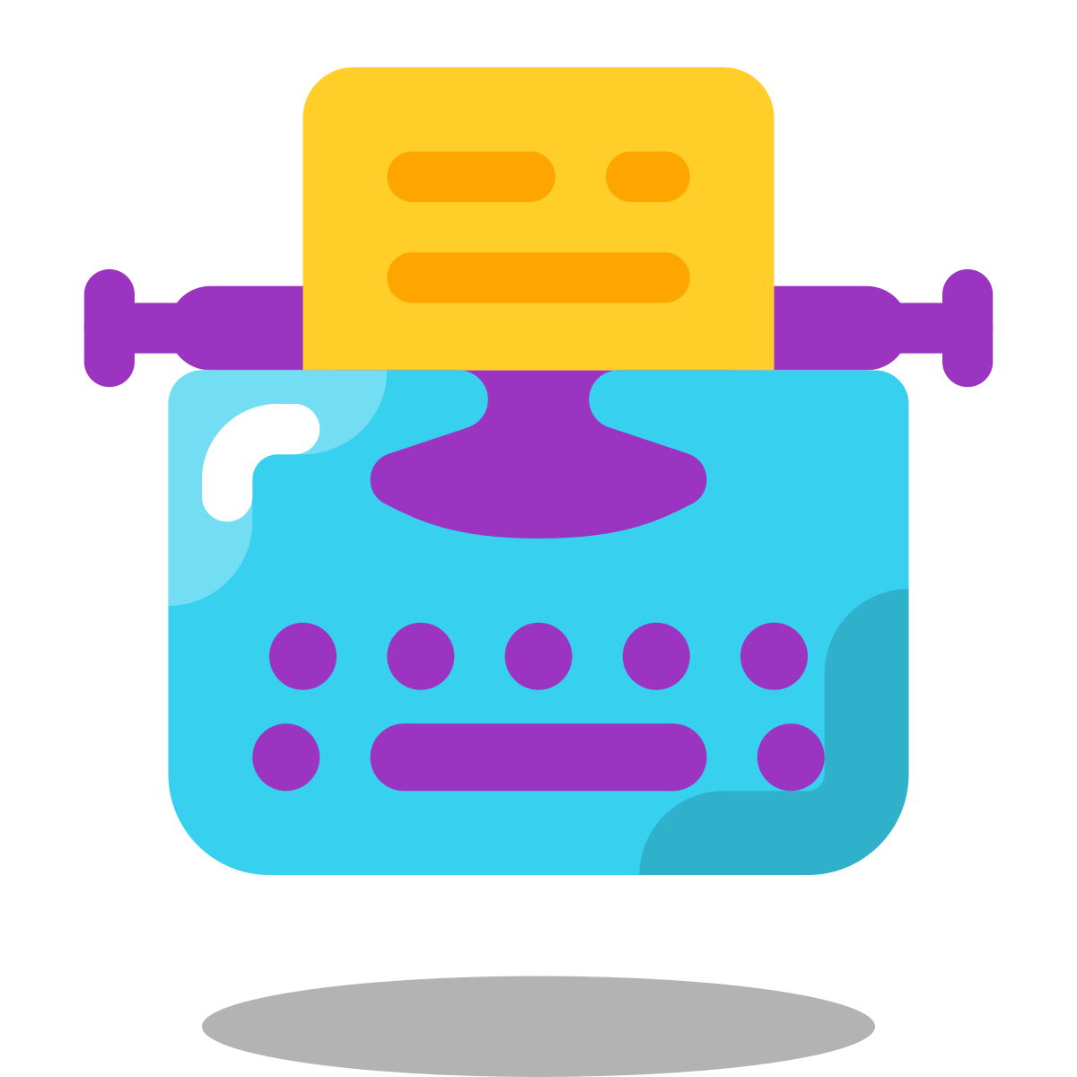 arcade style typewriter with paper icon