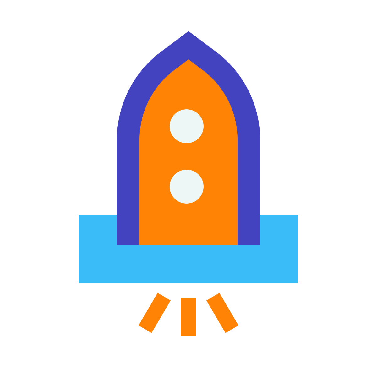 avantgarde style launched rocket icon