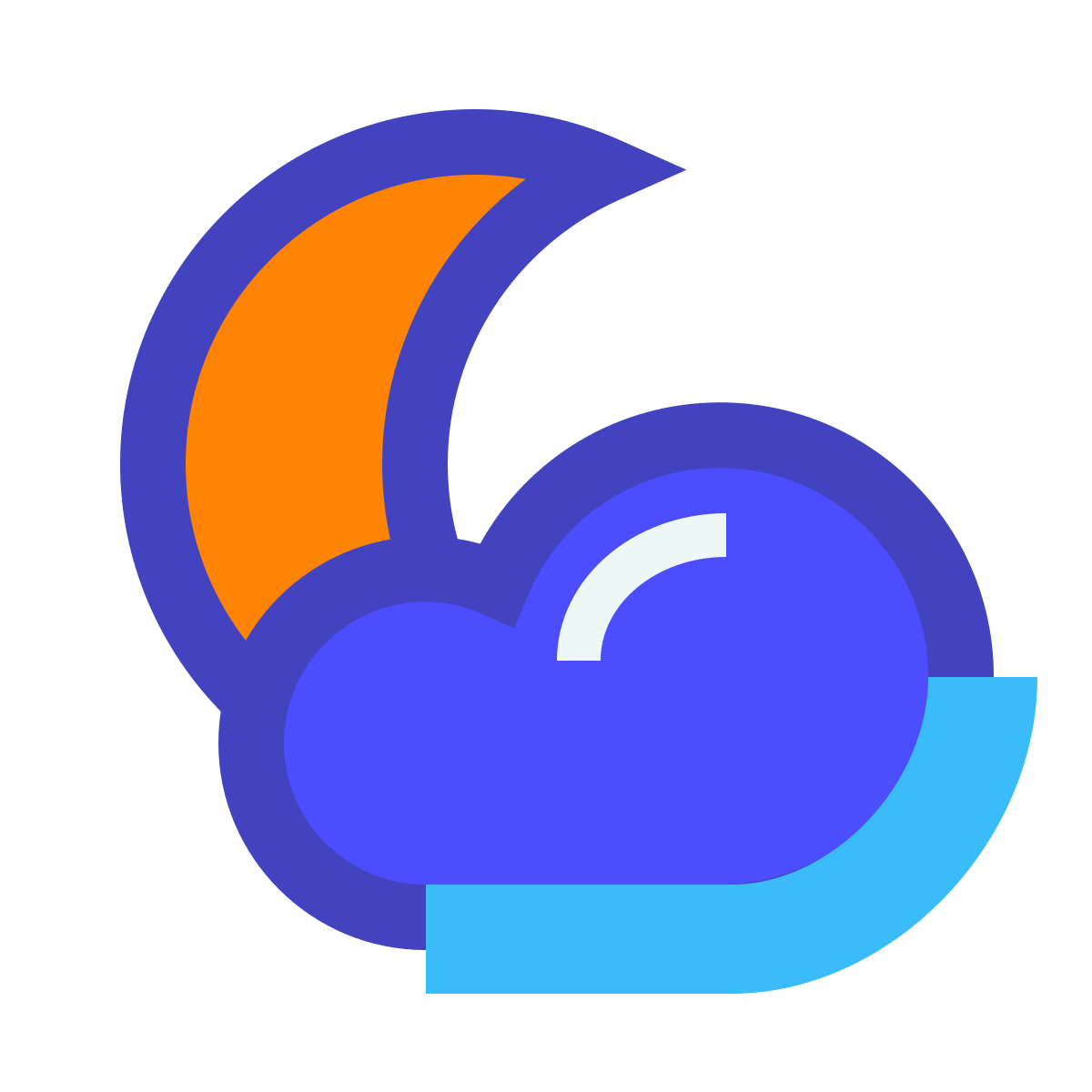 avantgarde style partly cloudy night icon