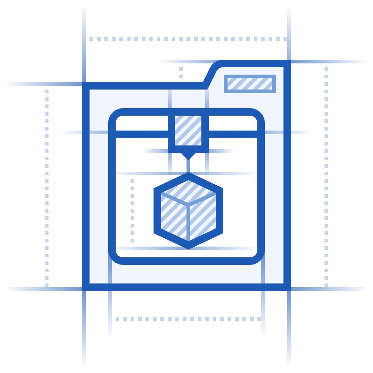 blueprint style 3d printer icon