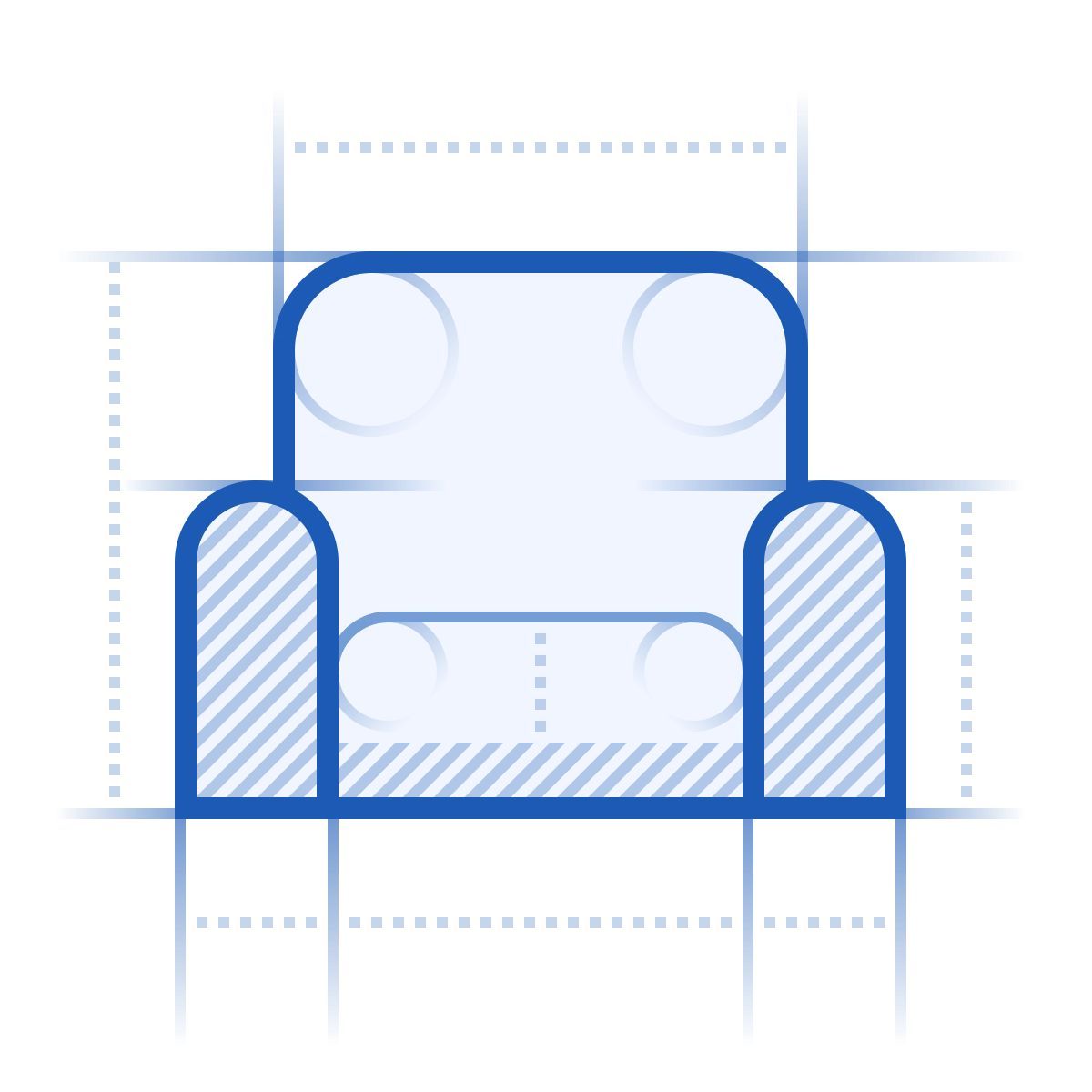 blueprint style armchair icon
