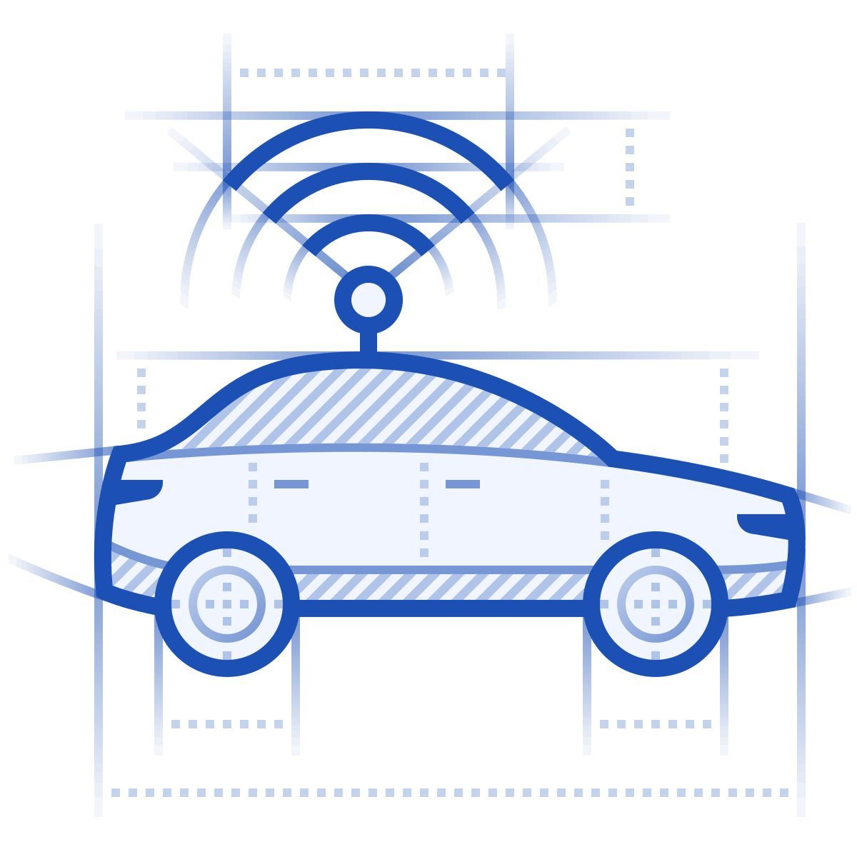 icono vehículos autónomos blueprint estilo