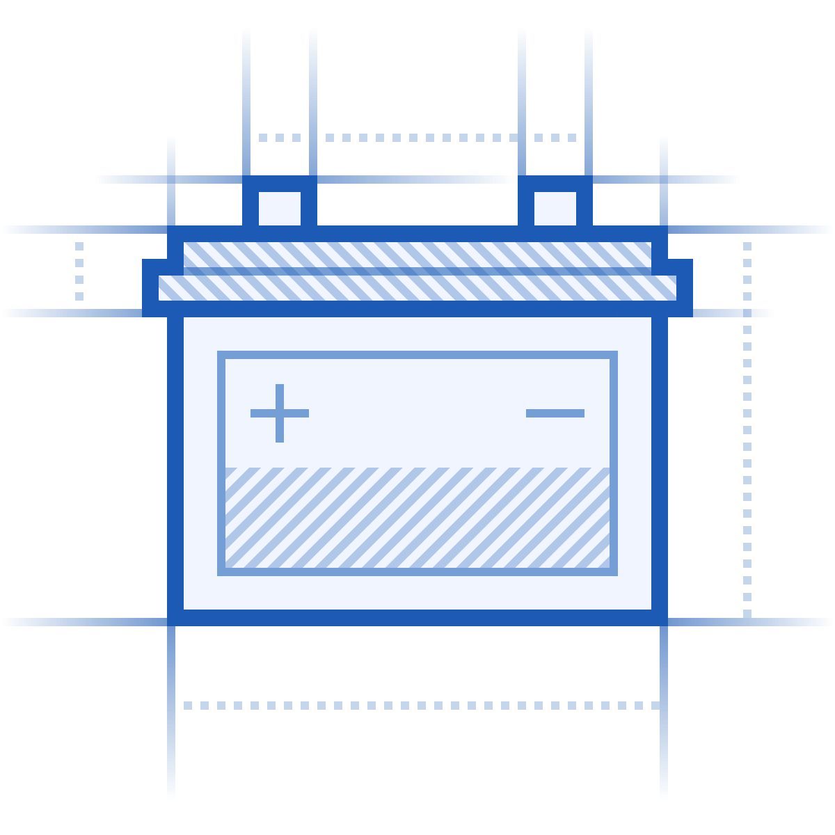 blueprint style batería de coche icon