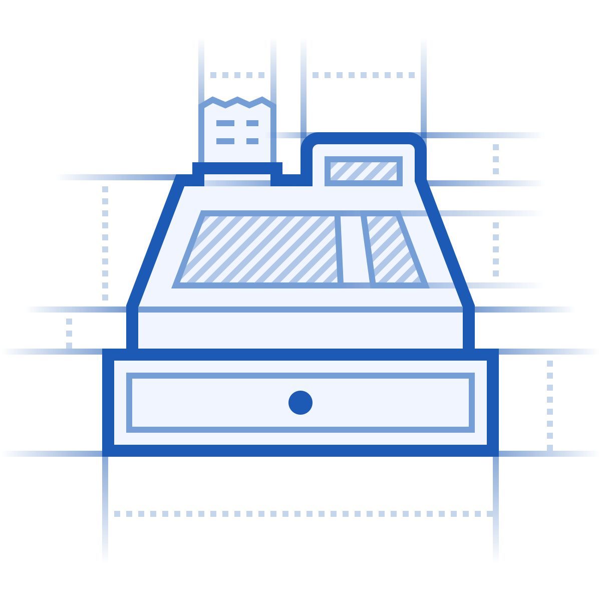 blueprint style cash register icon